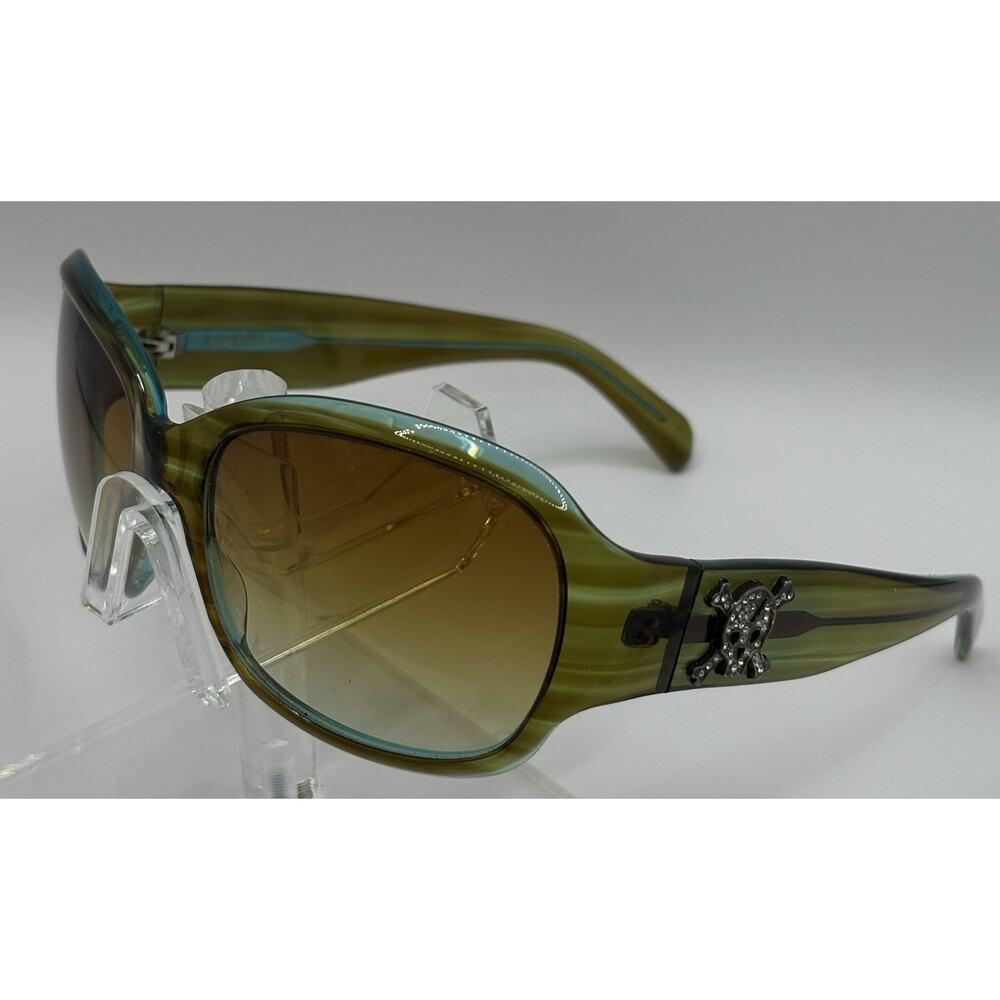 Loree Rodkin Designer Sunglasses Green Gradient 58-17-130 Skull Crossbones
